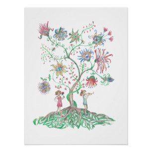Póster Árbol Floral Caprichoso