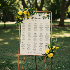Póster Árbol floral de flores de limón Boda amarillo eleg