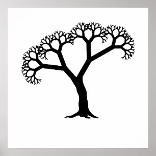Póster Árbol fractal negro