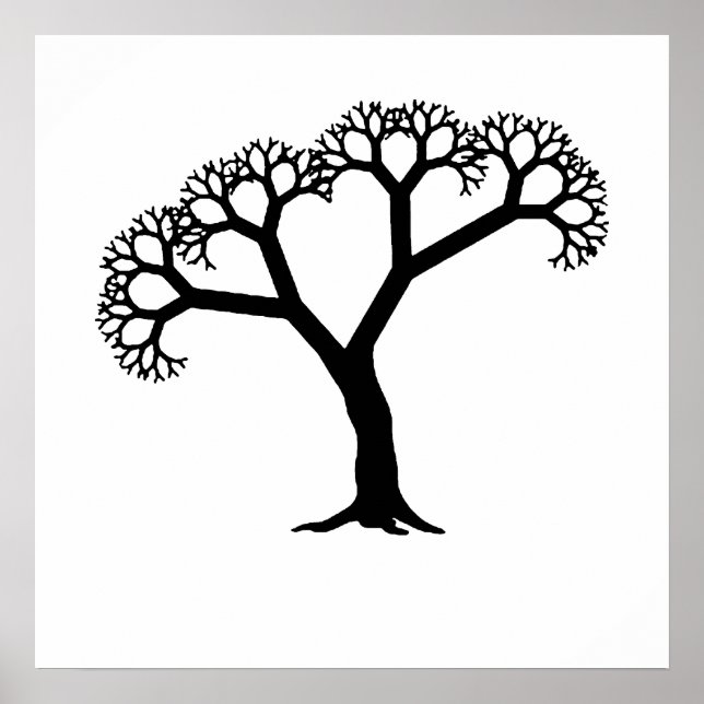 Póster Árbol fractal negro (Frente)