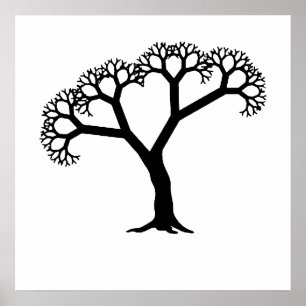 Póster Árbol fractal negro