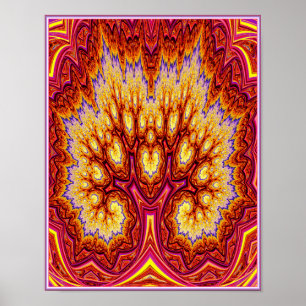 Póster Árbol fractal rojo