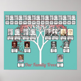 Póster Árbol fractal rosado Verde azulado de 2 árboles fa