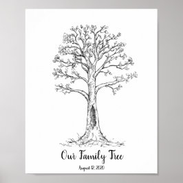 Póster Árbol genealógico de la familia con cartel de hoja