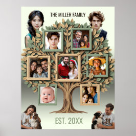 Póster Árbol genealógico personalizado con fotos en perga
