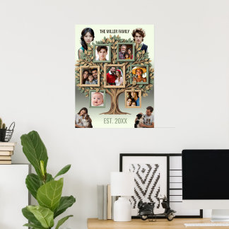 Póster Árbol genealógico personalizado con fotos en perga