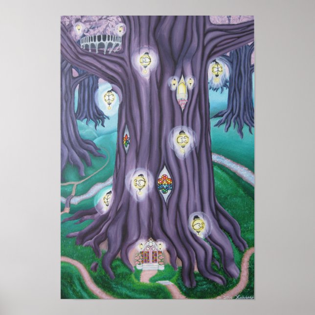 Póster Árbol gigante hecho de Amethyst (Frente)