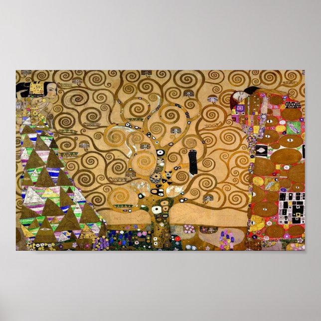 Póster Árbol giratorio dorado de la vida Art Deco Simbóli (Frente)