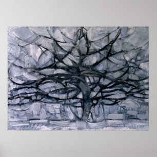 Póster Árbol gris de Mondrian