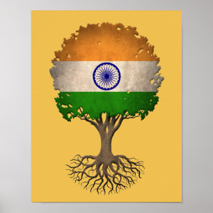 Póster Árbol indio de la bandera del personalizable de la
