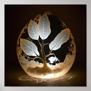 Póster Árbol japonés de hojas blancas dentro de Pearl