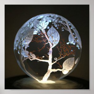 Póster Árbol japonés de hojas blancas dentro de Pearl