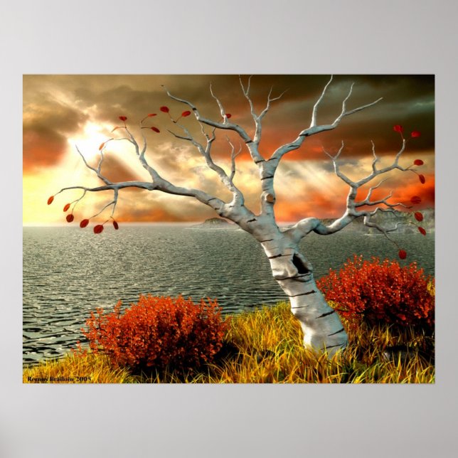 Póster Árbol junto al océano (Frente)