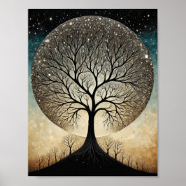Póster Árbol mágico místico