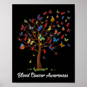 Póster Árbol Mariposa Cinta Roja Hermosa Sangre Cáncer A