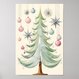 Póster Árbol moderno de Navidad de mediados del siglo