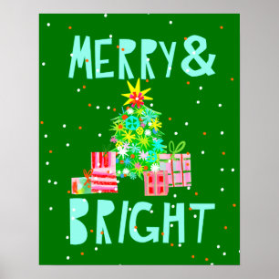 Póster Árbol navideño alegre