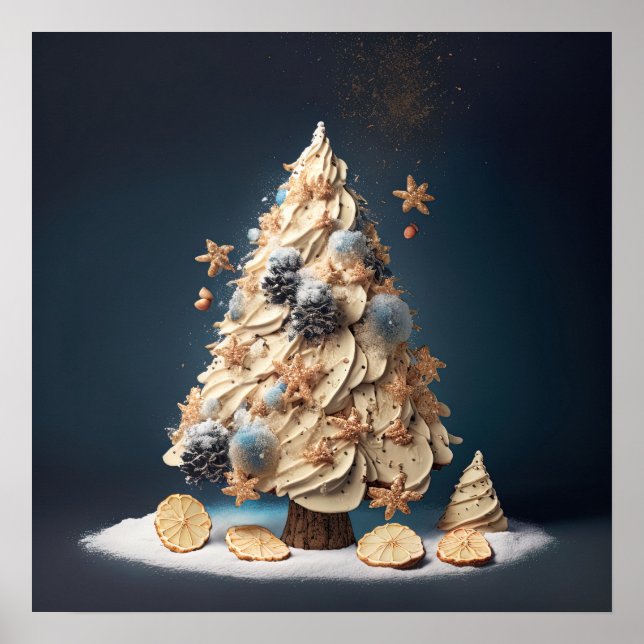 Póster Árbol navideño de pasteles de dulce de navidad (Frente)