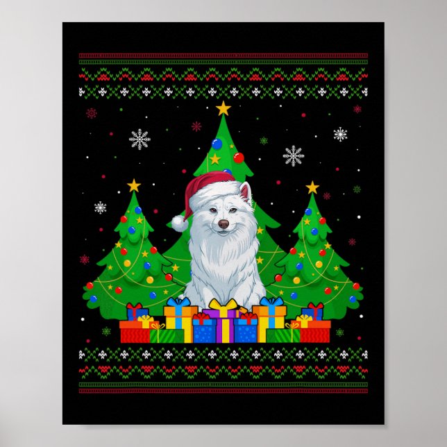 Póster Árbol navideño sudoroso Santa Hat American Esk (Frente)