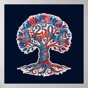 Póster Árbol Patriótico para el 250 aniversario de Estado