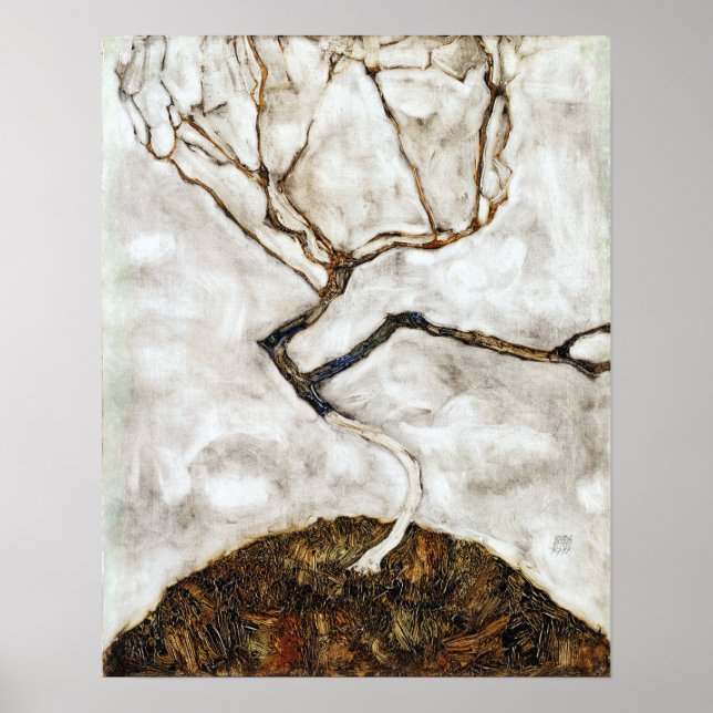 Póster Árbol pequeño Egon Schiele a fines de otoño (Frente)
