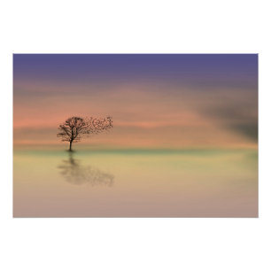Póster Árbol que sopla en el viento
