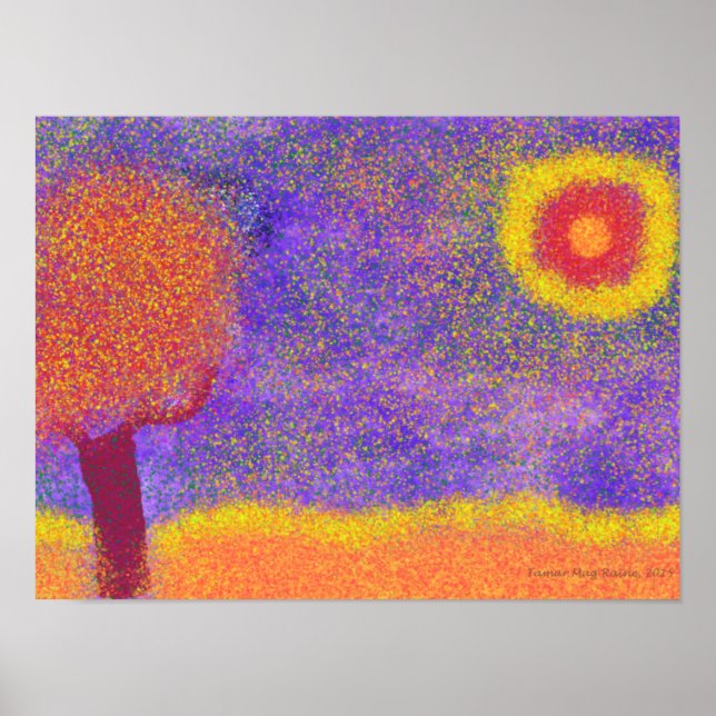 Póster Árbol rojo de fantasía en poster Júpiter (Frente)