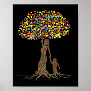 Póster Árbol rompecabezas amor mamá e hija autista Autism