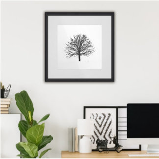 Póster Árbol sin leña negro en invierno
