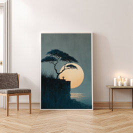 Póster Árbol solitario acantilado Zen Wall Art- Decoració