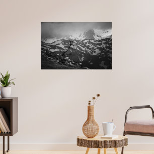 Póster Árbol solitario con vista impresionante de las mon