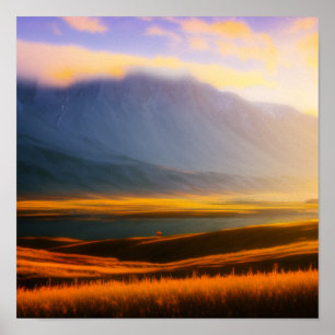 Póster Árbol solitario por el Poster de la Montaña