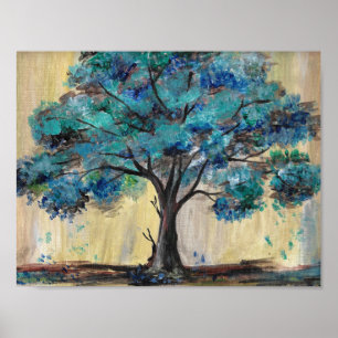 Póster Árbol verde azulado