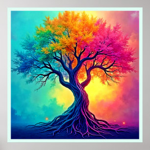 Póster Árbol Vibrante de la Vida: Raíces de Esperanza