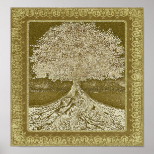 Póster Árbol viejo dorado con problemas