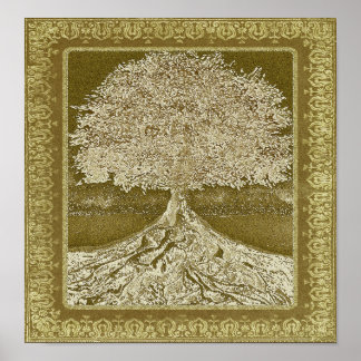 Póster Árbol viejo dorado con problemas