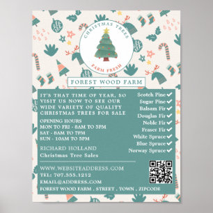 Póster Árbol y fondo festivo, ventas de árboles de Navida