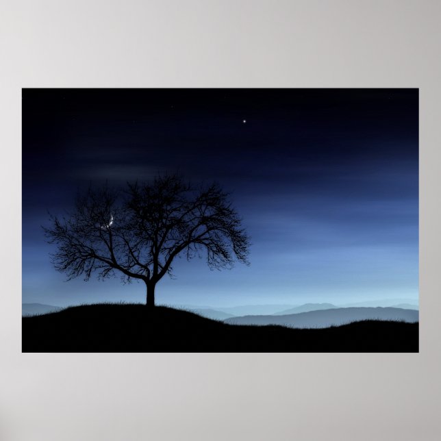 Póster Árbol y luna (Frente)