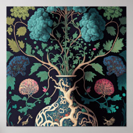 Póster Árbol Yggdrasil de vida