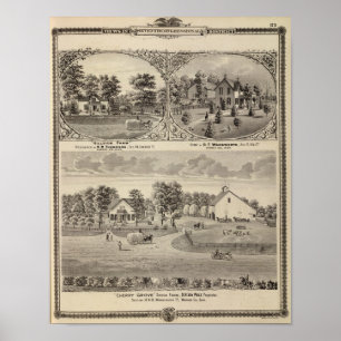 Póster Arboleda de la cereza, granja de la ladera