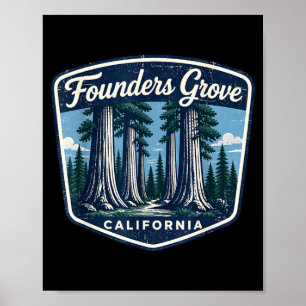 Póster arboleda de los fundadores bosques de secuoyas de