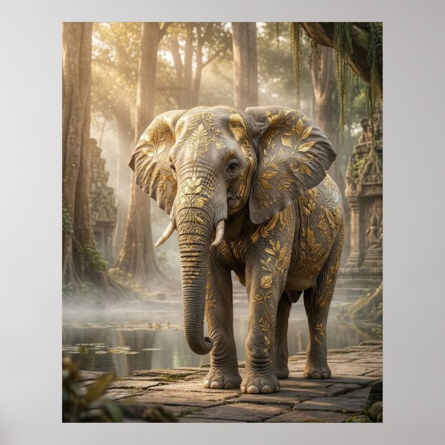 Póster Arboleda del Elefante de Hoja de Oro (Frente)