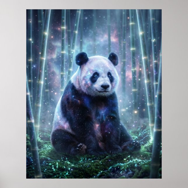 Póster Arboleda Estrellada de Panda Cósmico (Frente)