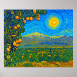 Póster Arboledas de Naranja Monte Baldy Coronado de Nieve