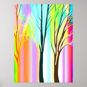 Póster Árboles abstractos en pasteles multicolores