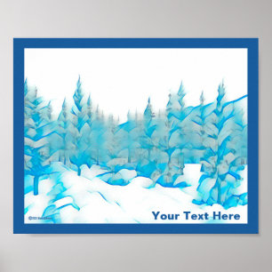 Póster Árboles azules nevados