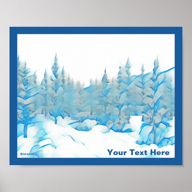 Póster Árboles azules nevados (Frente)