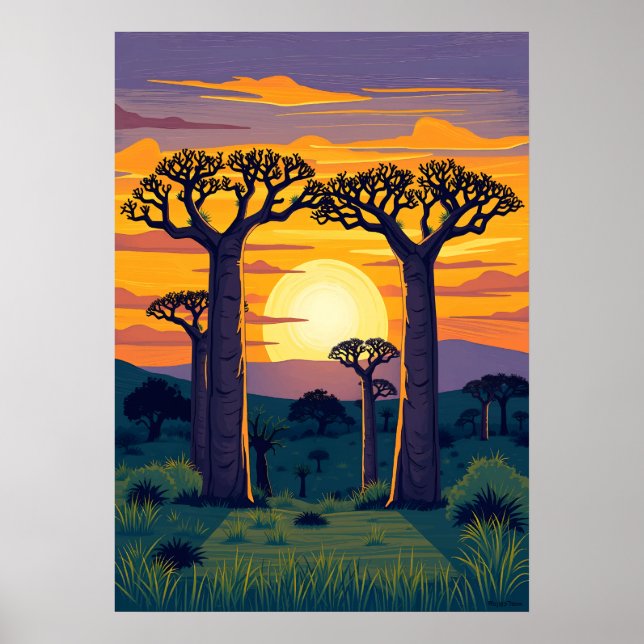 Póster Árboles baobabaleros africanos (Frente)