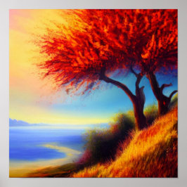 Póster Árboles caídos a lo largo de un camino Poster