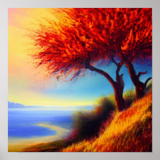 Póster Árboles caídos a lo largo de un camino Poster (Frente)